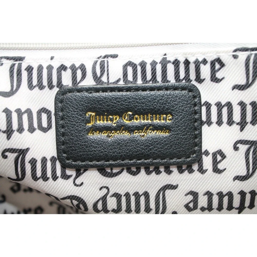Juicy Couture Rainbow Logo Print Satchel Duffel Shoulder Bag Black Crown Charm